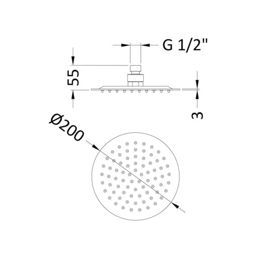 Hudson Reed Slim Round Fixed Head 200mm - Image 3