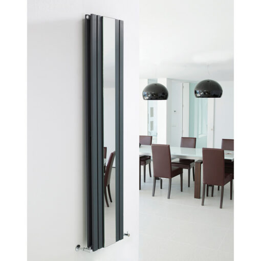 Sloane Vertical Double Panel Radiator with Mirror - Anthracite - Image 2