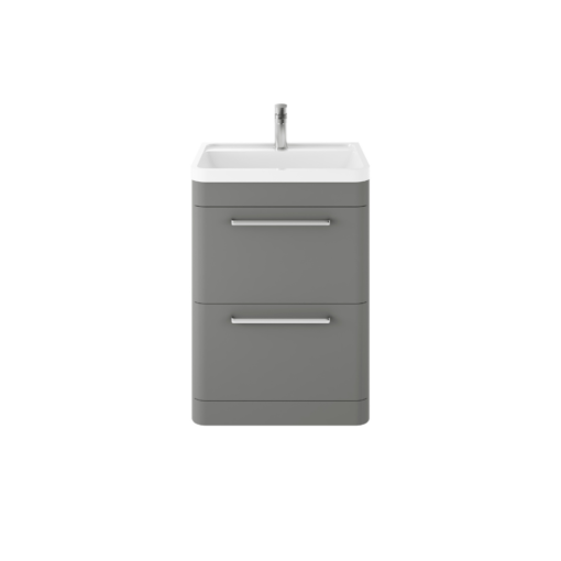 Hudson Reed Solar Floor Standing 600mm 2 Drawer Vanity Unit Cool Grey