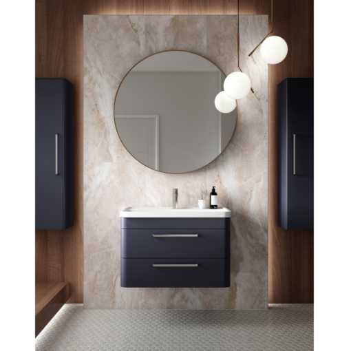 Hudson Reed Solar Wall Hung 800mm 2 Drawer Vanity Unit Indigo Blue