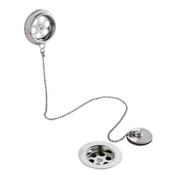 Retainer Bath Waste with Overflow Plug & Ball Chain - Baths up to 20mm thick