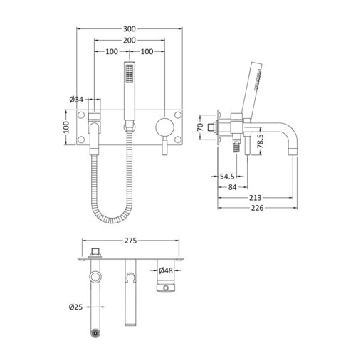 Tec Lever Wall Mounted Bath Shower Mixer - Image 2