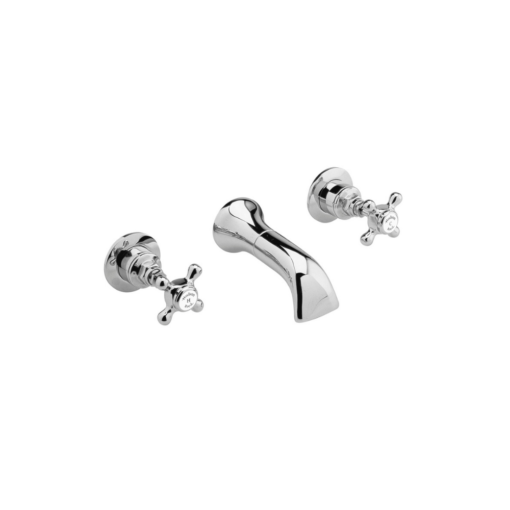 White Topaz 3 Tap Hole Wall Mounted Basin Mixer