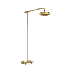 Hudson Reed Topaz Crosshead Brushed Brass Traditional Thermostatic Shower Valve and Kit