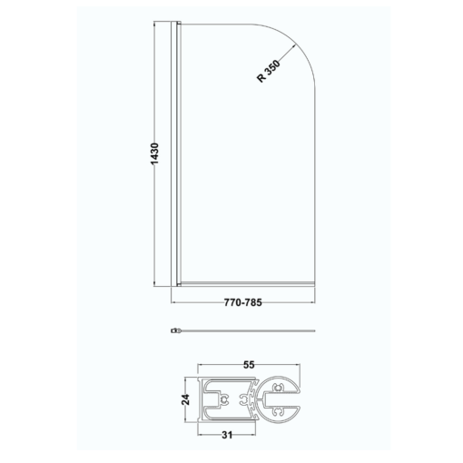 Pacific Chrome Round Hinged Bath Screen - Image 2