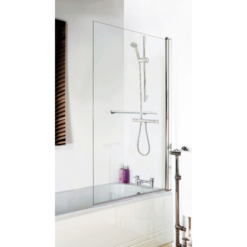 Pacific Square Hinged Bath Screen with Rail