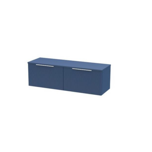 Hudson Reed Fluted 2 Drawer Wall Hung 1200mm Vanity Unit Blue - Image 2