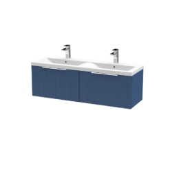 Hudson Reed Fluted 1 Drawer Wall Hung 1200mm Vanity Unit Blue