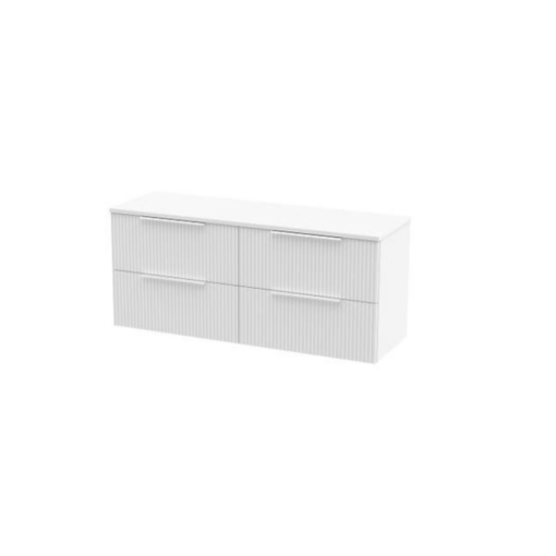 Hudson Reed Fluted 4 Drawer Wall Hung 1200mm Vanity Unit White - Image 2