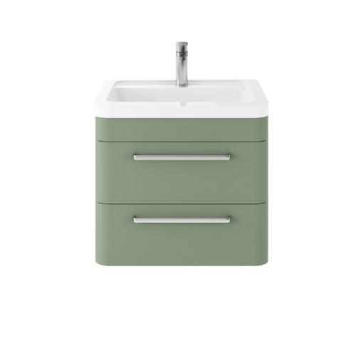 Hudson Reed Solar Wall Hung 600mm 2 Drawer Vanity Unit Fern Green