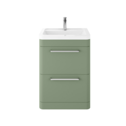 Hudson Reed Solar Floor Standing 600mm 2 Drawer Vanity Unit Fern Green