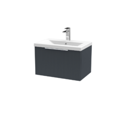 Hudson Reed Fluted 1 Drawer Wall Hung 500mm /600mm/800mm Vanity Anthracite