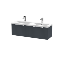 Hudson Reed Fluted 1 Drawer Wall Hung 1200mm Vanity Unit Anthracite
