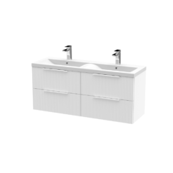Hudson Reed Fluted 2 Drawer Wall Hung 1200mm Vanity Unit White