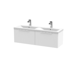 Hudson Reed Fluted 1 Drawer Wall Hung 1200mm Vanity Unit White