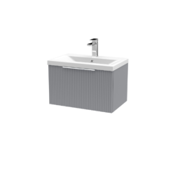 Hudson Reed Fluted 1 Drawer Wall Hung 500mm /600mm/800mm Vanity Grey