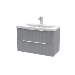 Hudson Reed Fluted 2 Drawer Wall Hung 500mm /600mm/800mm Vanity Grey