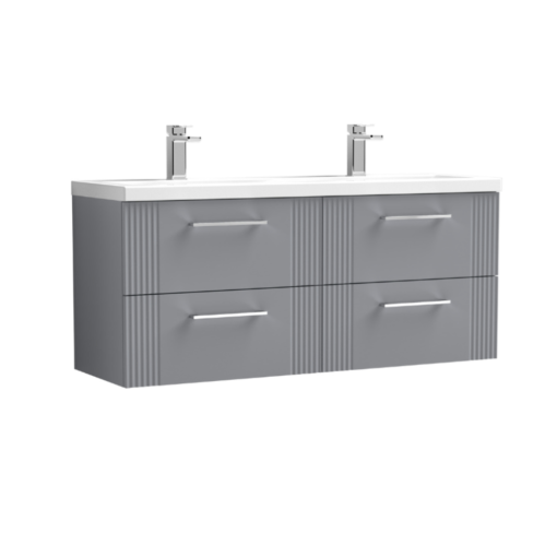 Nuie Deco 1200mm 2 Drawer Wall Hung Vanity Grey