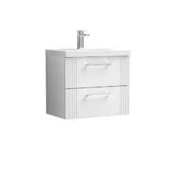 Nuie Deco 500mm 2 Drawer Wall Hung Vanity White