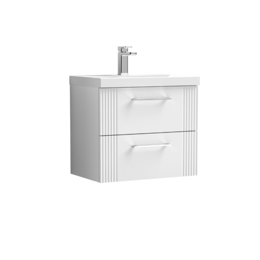 Nuie Deco 500mm 2 Drawer Wall Hung Vanity White