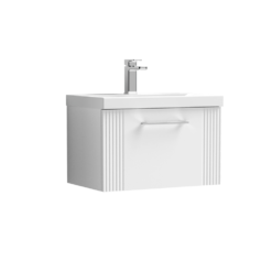 Nuie Deco 600mm 1 Drawer Wall Hung Vanity White