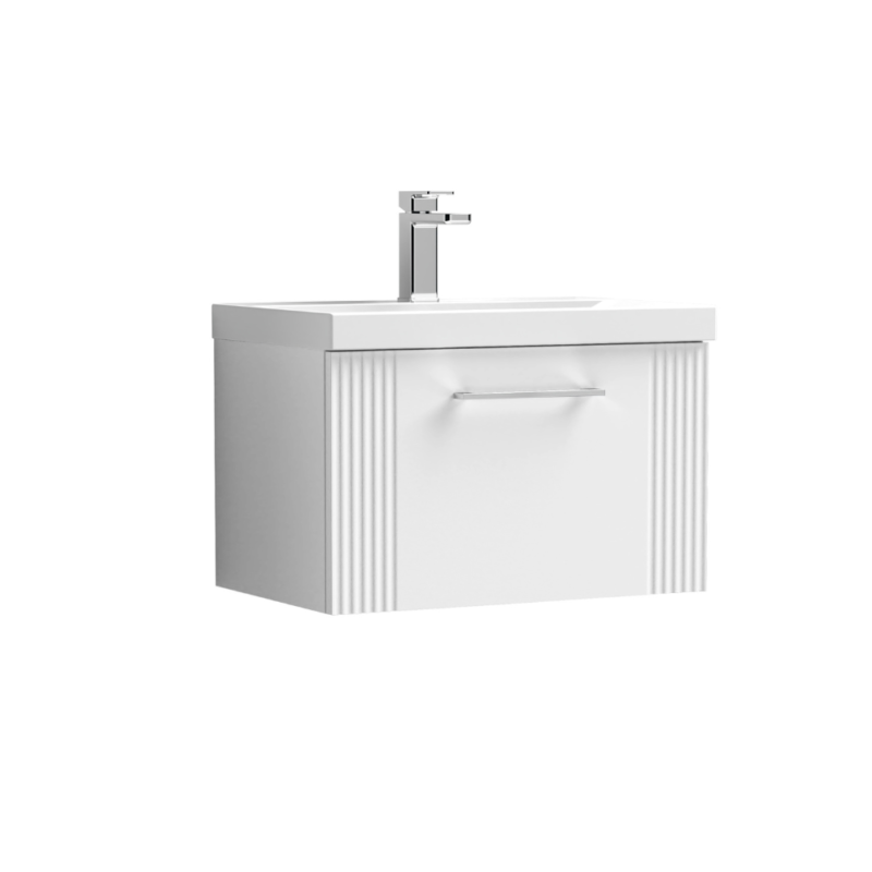 STUNNING Nuie Deco 600mm 1 Drawer Wall Hung Vanity white LUXURY