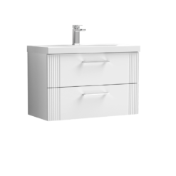 Nuie Deco 800mm 2 Drawer Wall Hung Vanity White