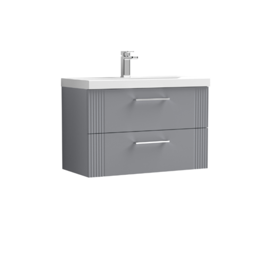 Nuie Deco 800mm 2 Drawer Wall Hung Vanity Grey