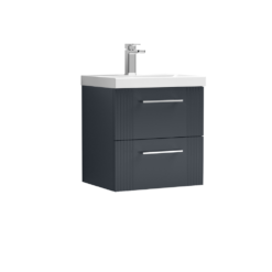 Nuie Deco 500mm 2 Drawer Wall Hung Vanity Anthracite
