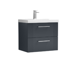 Nuie Deco 600mm 2 Drawer Wall Hung Vanity Anthracite