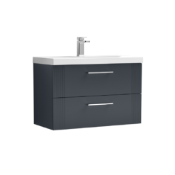 Nuie Deco 800mm 2 Drawer Wall Hung Vanity Anthracite