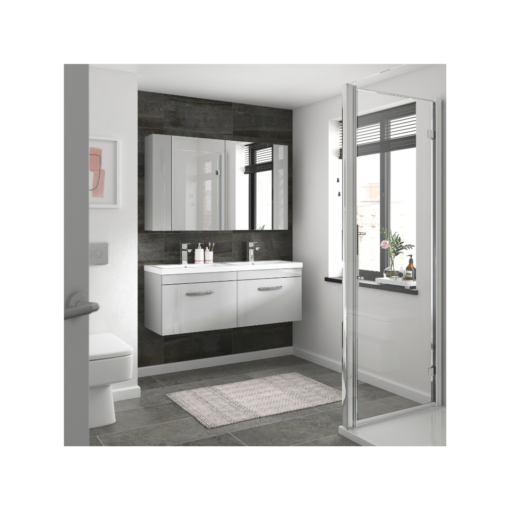 Nuie Athena 1200mm 2 Drawer Vanity Unit Gloss Grey Mist