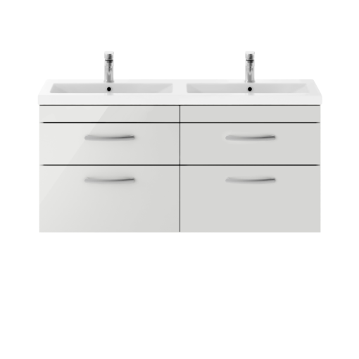 Nuie Athena 1200mm 4 Drawer Vanity Unit Gloss Grey Mist