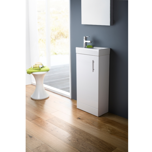 Nuie Vault 400mm Compact Floor Standing Vanity White