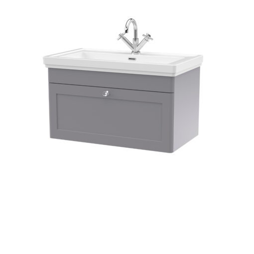 Classique 800mm Wall Hung Vanity Unit Satin Grey