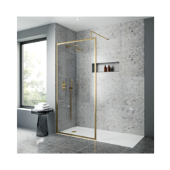 Full Outer Frame Brass Wetroom Screens -Wall Fixed