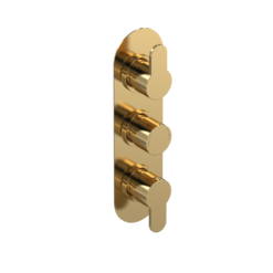 Brushed Brass Round Triple Thermostatic Valve