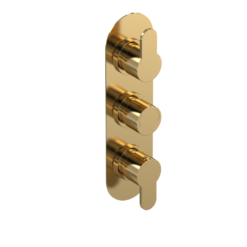 Brushed Brass Round Triple Thermostatic Valve with Diverter