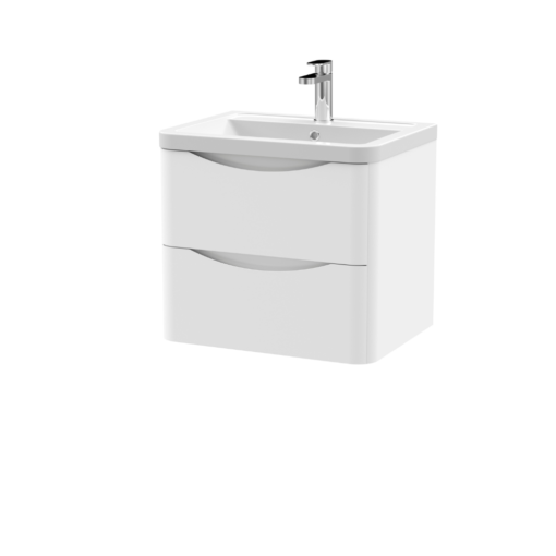 Lunar 600mm 2 Drawer White Wall Hung Vanity