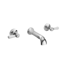 Hudson Reed White Topaz Lever Wall Mounted Bath Spout and Stop Taps