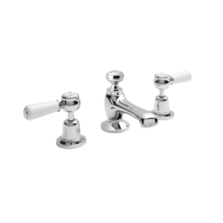 Hudson Reed White Topaz 3 Tap Hole Basin Mixer