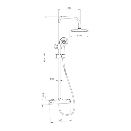 Chrome Round Menai Premium Thermostatic Overhead Shower Kit - Image 2