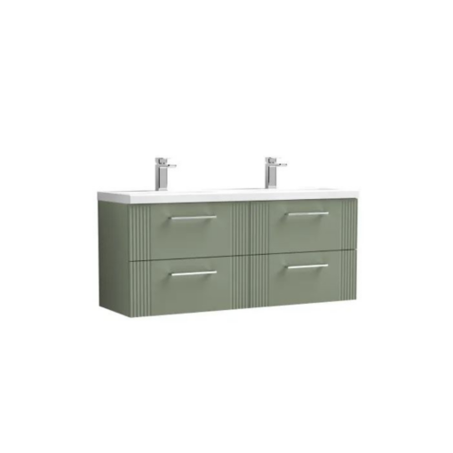 Deco Fluted 1200mm 4 Drawer Wall Hung Vanity Green - Image 2