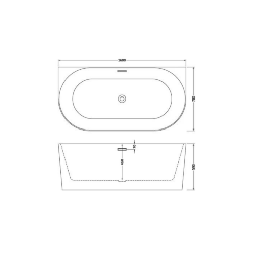 Back to Wall Curved Bath 1600mm - Image 2