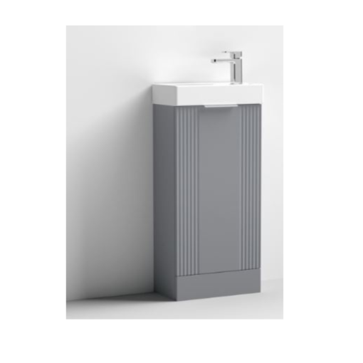 Deco Fluted Compact Vanity Grey