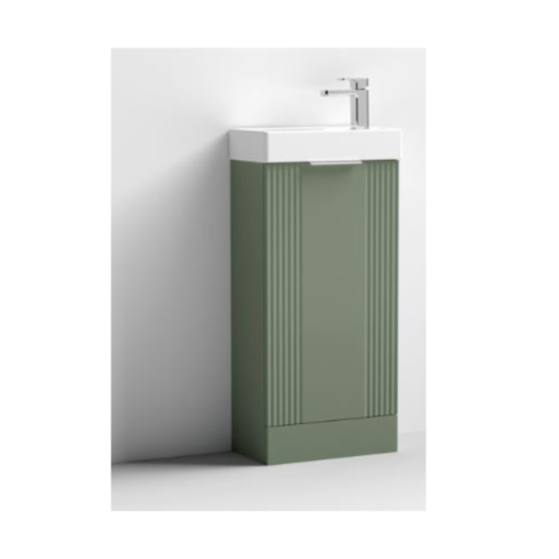 Deco Fluted Compact Satin green Vanity