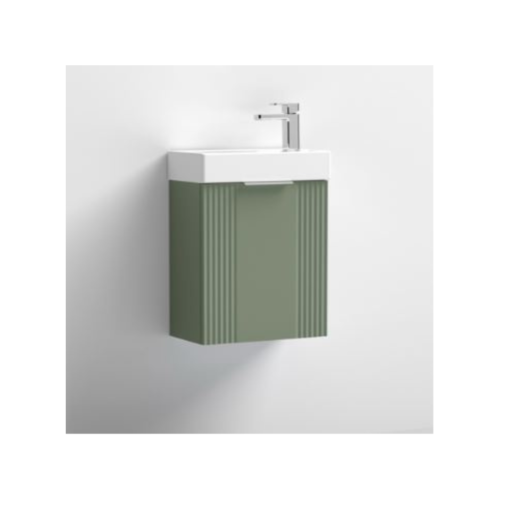 Deco Fluted Wall Hung Compact 400mm Vanity Green