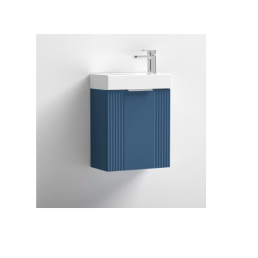 Deco Fluted Blue 400mm Compact wall hung vanity