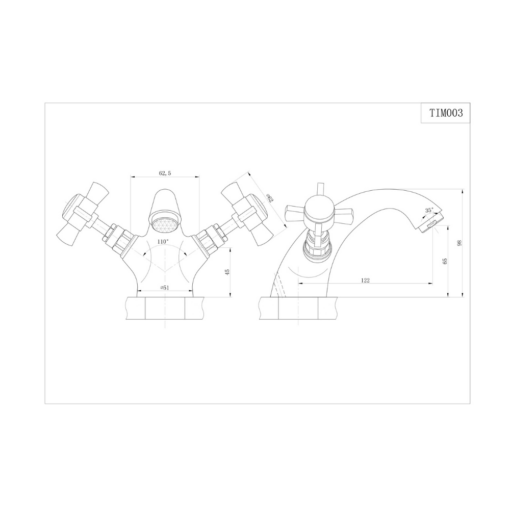 Tenby Traditional Crosshead Basin Mixer - Image 2