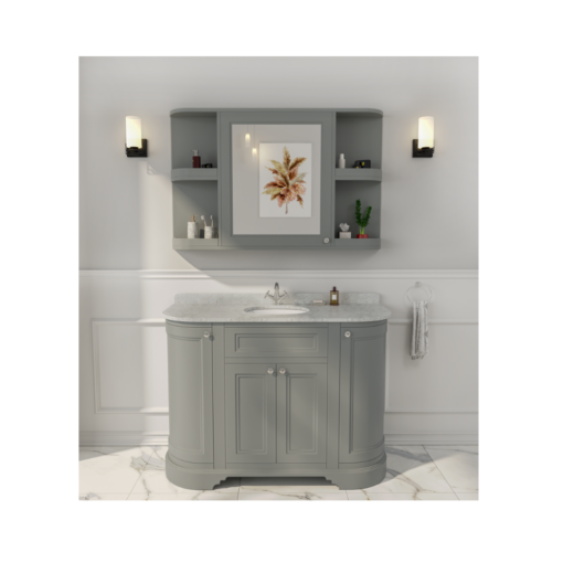 1200mm Turin Traditional Vanity Unit With Curved Marble Counter Top White - Image 4